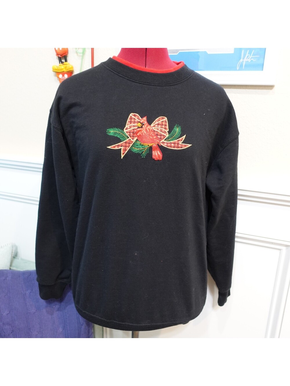 Vintage M&C Sportswear Sweatshirt S Small Cardinal red bird pullover Christmas
